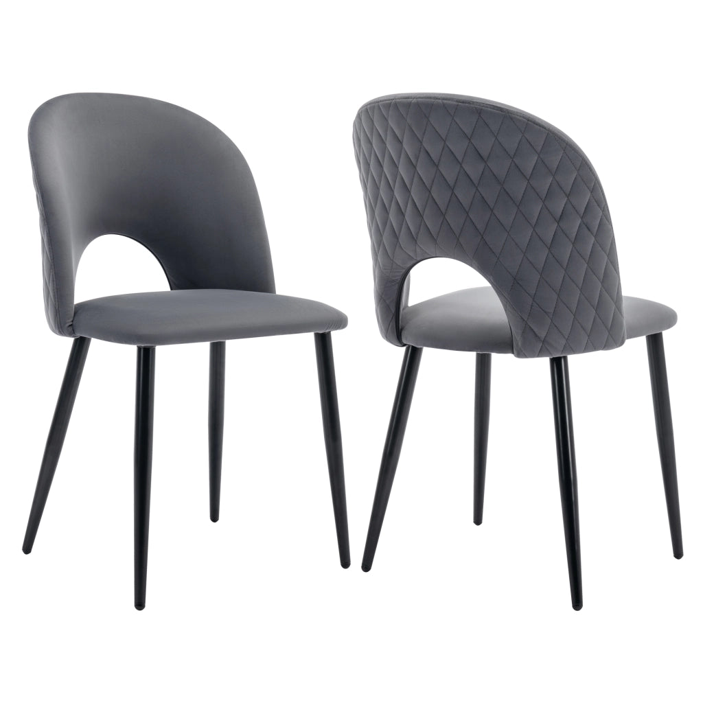 Sedia da Pranzo Imbottita in Velluto ¨C MINIMAL ¨C Struttura in Metallo, Grigio