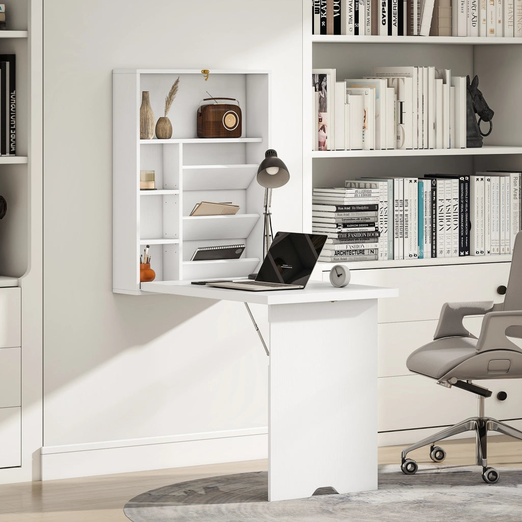Scrivania a muro pieghevole ¨C zephmum ¨C bianco 93.8x60x147 cm