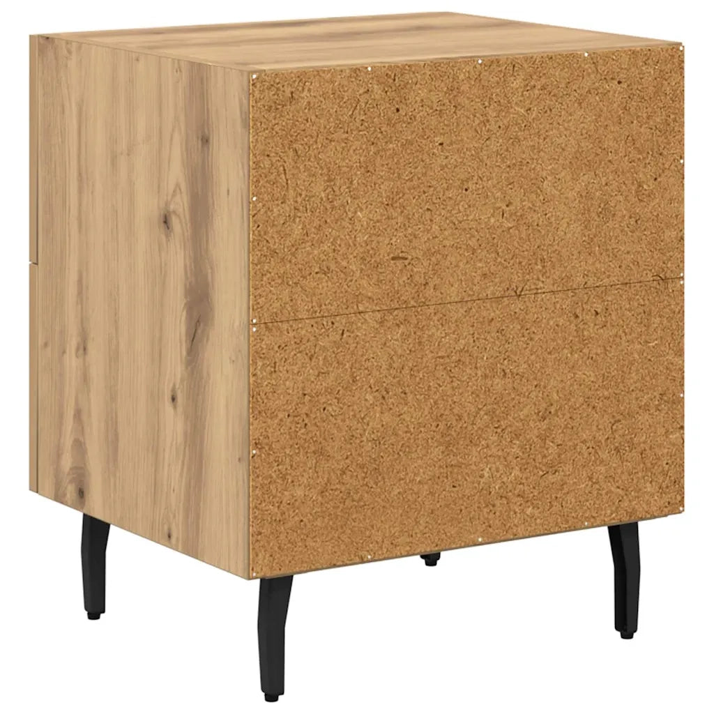 Set di 2 Comodini | Armadio da Notte | Mobiletto da notte Rovere artigianale 40 x 35 x 47,5 cm