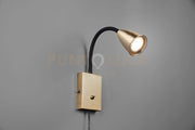 WANDA APPLIQUE FLESSIBILE CON INTERRUTTORE METALLO ACCIAIO E NERO H. 23,5CM 1 LUCE ATTACCO GU10