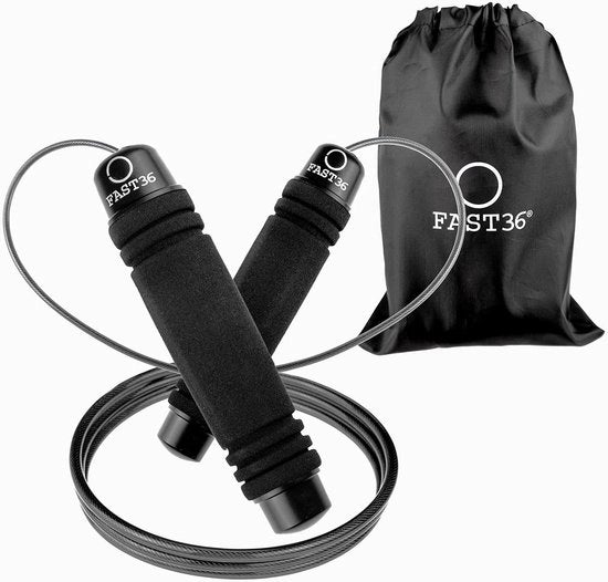 Tiro a corda professionale regolabile con impugnature in gomma e cuscinetti a sfera - per sport, fitness, crossfit, boxe, dimagrimento - per bambini, uomini e donne - nero