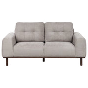 Divano a 2 posti in tessuto Grigio chiaro Soggiorno in stile moderno Gambe in legno scuro