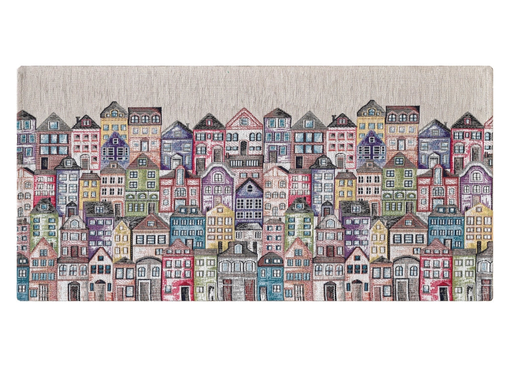 Tappeto Passatoia Cucina Corsia Retro Antiscivolo Disegno Village By Suardi - 55x190 - Village