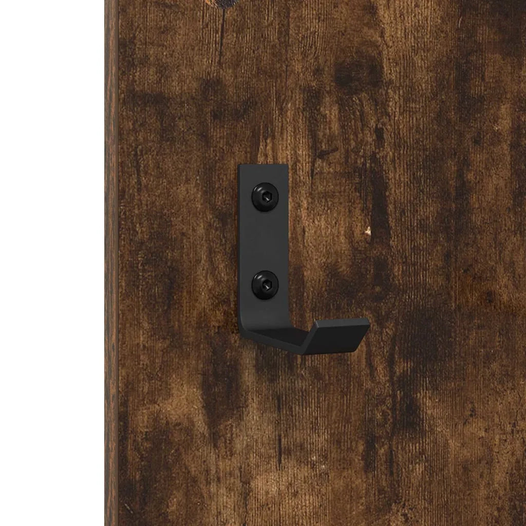 Appendiabiti a muro con specchio Rovere fumé 96 x 1,5 x 90 cm 874535