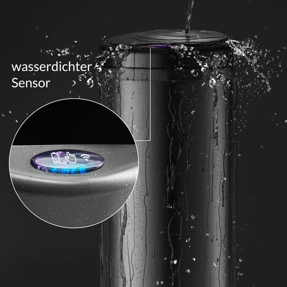 ® Cestino a Sensore incl. Cavo di Ricarica Acciaio Inox Display LED Touchless Pattumiera Smart Raccolta Differenziata