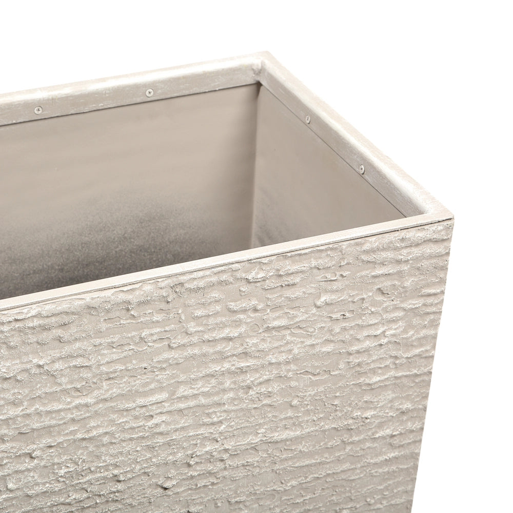 Vaso per piante in pietra beige 50 x 70 x 29 cm Fioriera rettangolare per interni ed esterni
