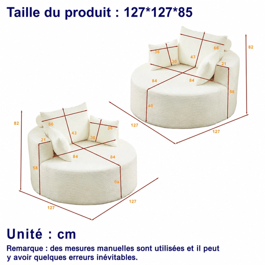 Poltrona modulare in chenille senza montaggio per soggiorno e camera da letto beige 44 kg
