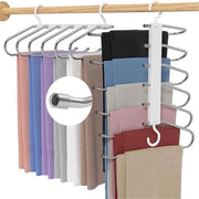 Due appesi per pantaloni, spaziali, 6-in-1 appesi per pantaloni magici, appesi per abiti multiuso, ciascuno può contenere 6 pantaloni da sera, jeans, sciarpe, asciugamani, cravatte.