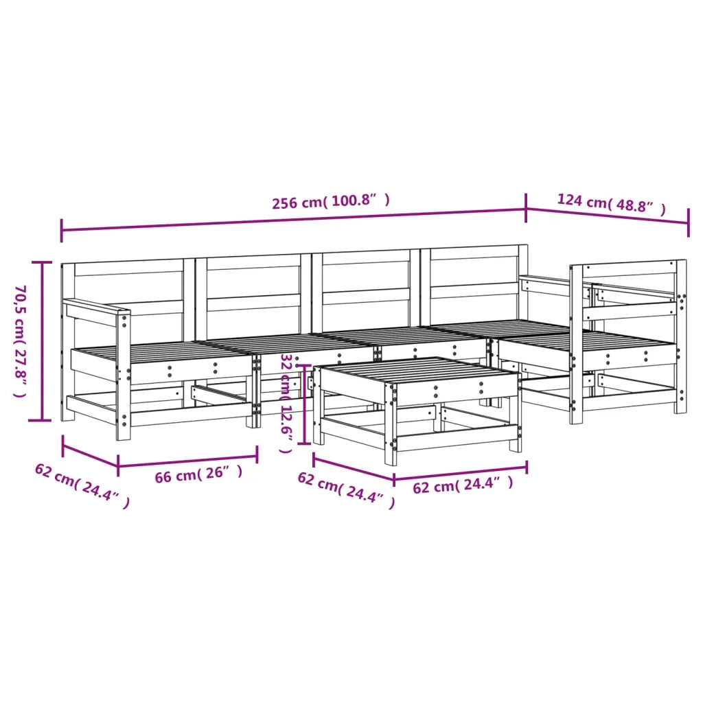 Set Salotto da Giardino 6 pz ambra in Legno Massello di Pino 3186462