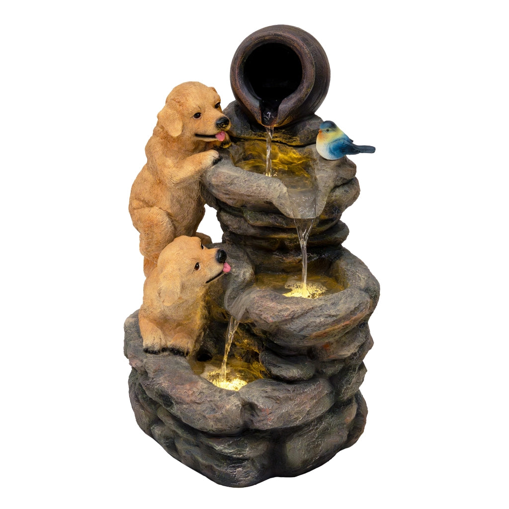 Fontana da Giardino Elettrica con LED e Cascata – Canine Creek