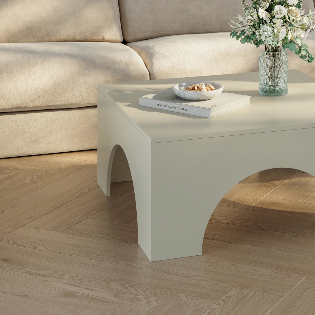 Tavolino da Salotto Vivatka con Piano Quadrato 80 x 80 x 37 cm - Colore Sabbia [en.casa]