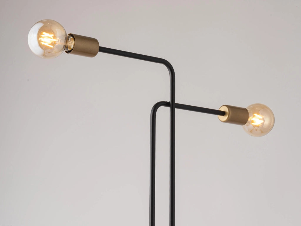 Lampada da terra Gino minimal nero/oro 2xE27 Sigma