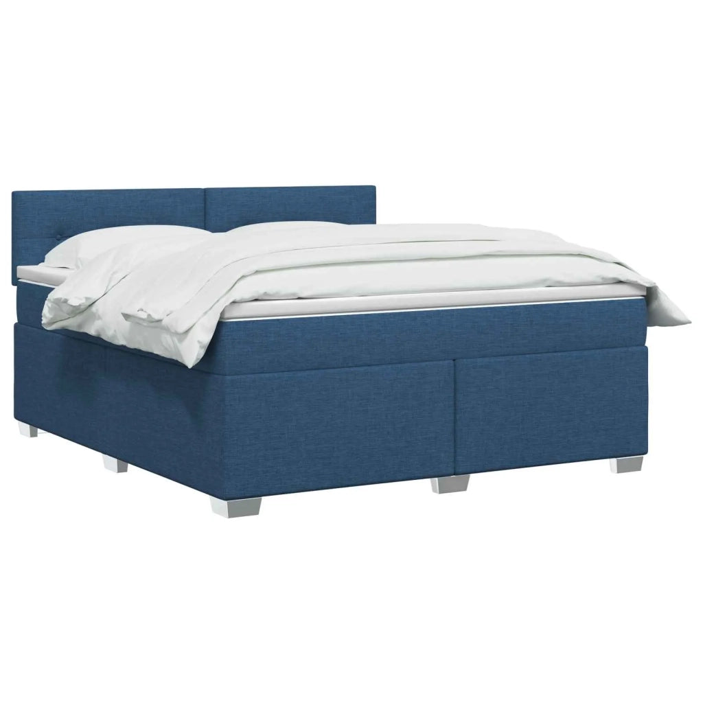Letto con Box Spring, Materasso e LED Blu 180 x 200 cm Tessuto 3452007