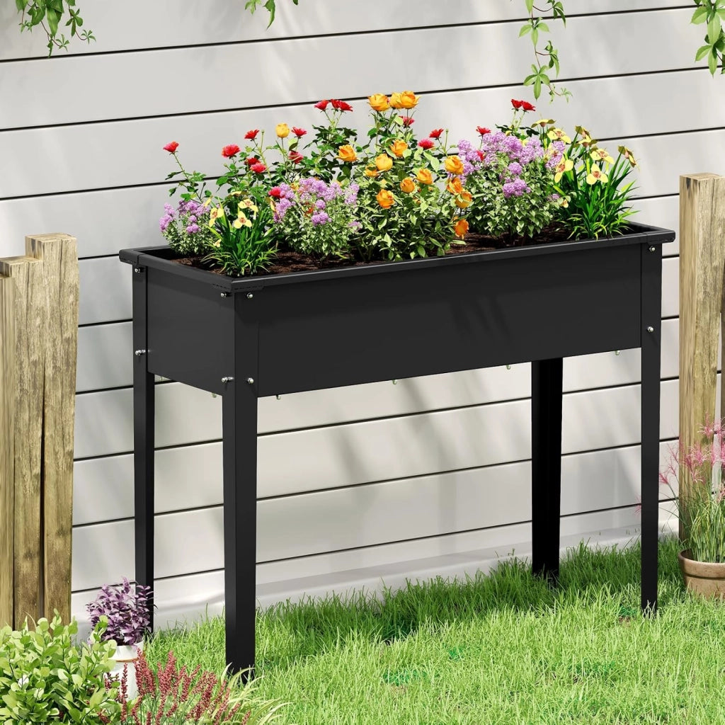 Letto da Giardino Rialzato, Fioriera Elevata con Gambe, Fori di Drenaggio, Aiuola Rialzata per Verdure, Frutta, Fiori e Erbe, Ideale per Balcone, Cortile e Patio, 100 x 40 x 80 cm