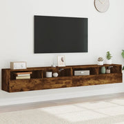 Mobili TV Parete 2pz Rovere Fumo 100x30x30 cm Legno Multistrato 836891