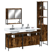 Set Mobili da Bagno 4 pz Rovere Fumo in Legno Multistrato 3214687