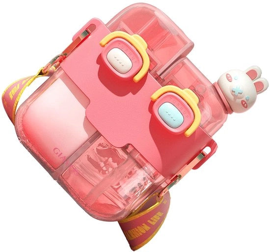 Bottiglia d'acqua portatile 530ml con guida per la spalla - Impermeabile - Realizzata in leggero plastico - Cinturino regolabile - Chiusura di sicurezza
