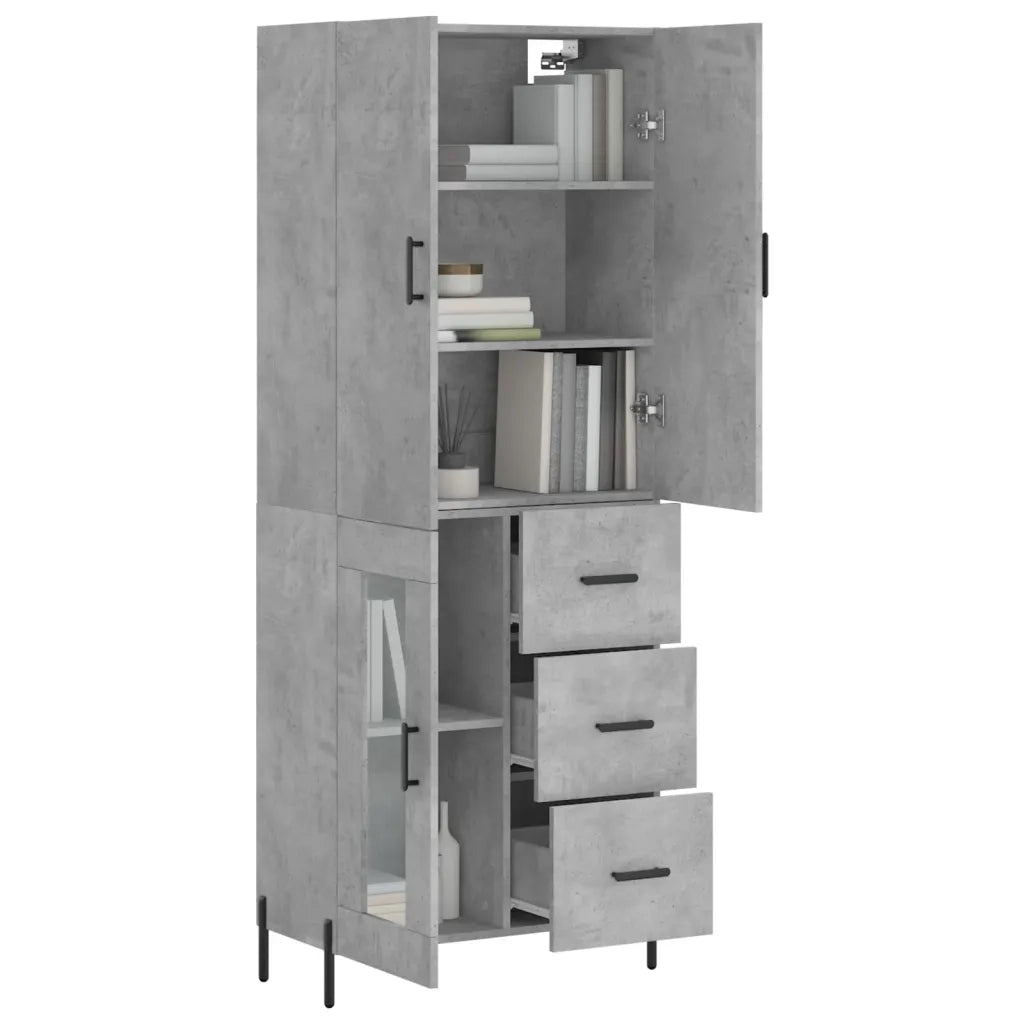 Credenza-Buffet-Armadio da cucina Grigio Cemento 69,5x34x180 cm in Legno Multistrato 643867