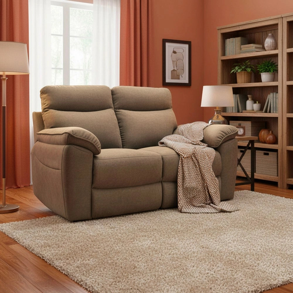 Divano 2 Posti Lineare in Tessuto Antimacchia Cappuccino - Modello Bostonfix Giulia 160 cm