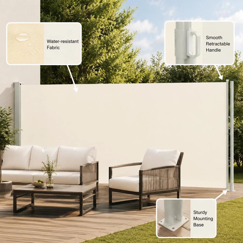 Extendable Side Awning 180x600 Cm Cream