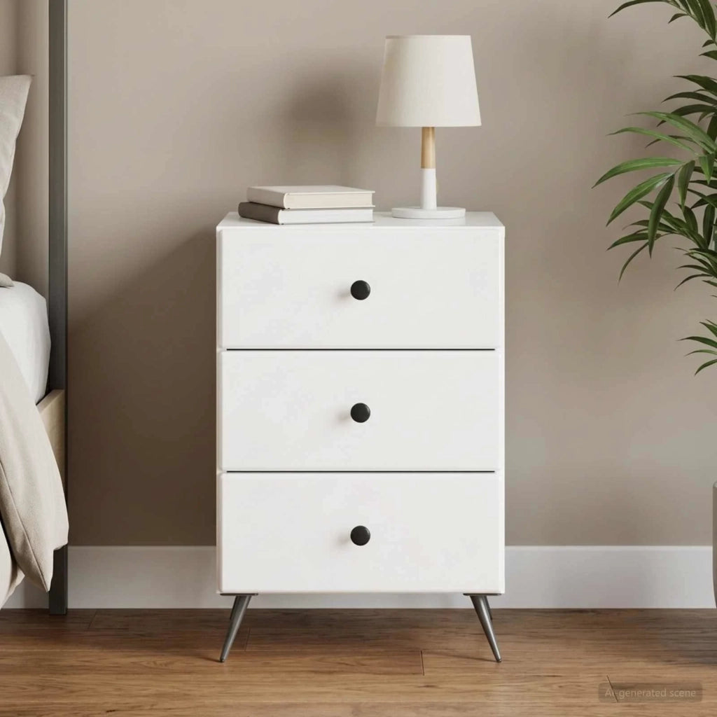Armadio da Notte con cassetto Bianco Lucido 43 x 41 x 66,5 cm 895479