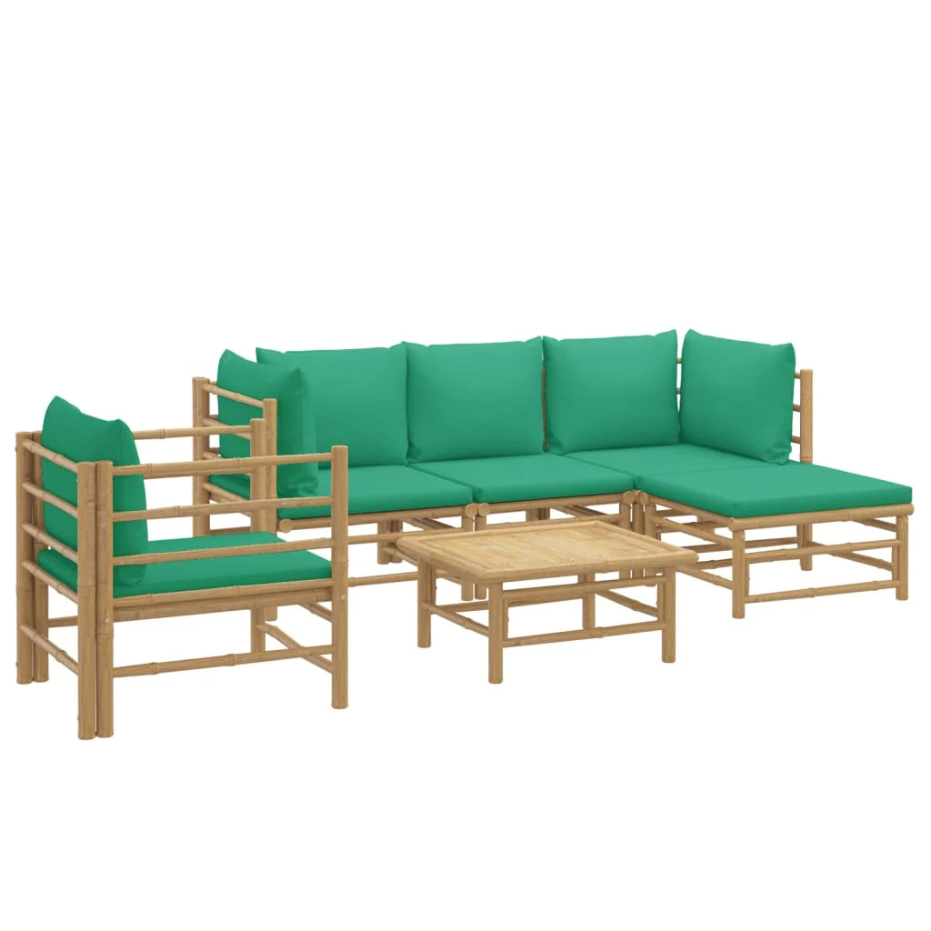 Set di mobili da giardino mobili da esterno 6 pezzi con cuscini bambù verde 02_0016957