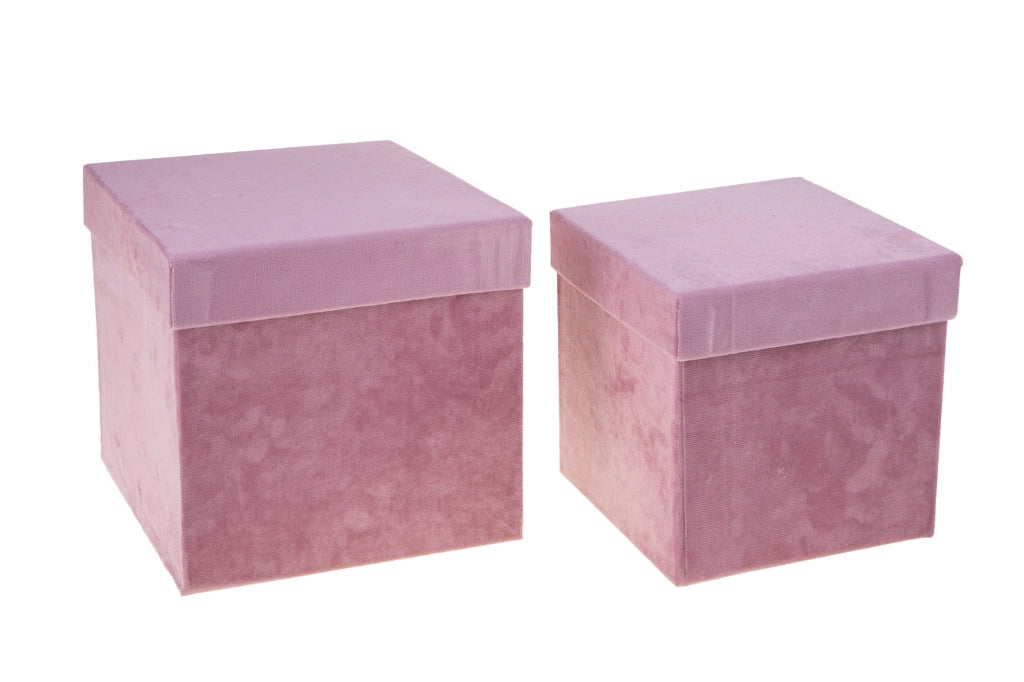 Set 2 Scatole Quadrate in Velluto H 265 cm