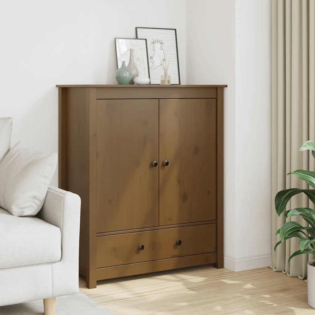 Credenza | Madia | Buffet da pranzo | Armadio da pranzo Marrone Ambra 83x41,5x100 cm in Legno Massello di Pino