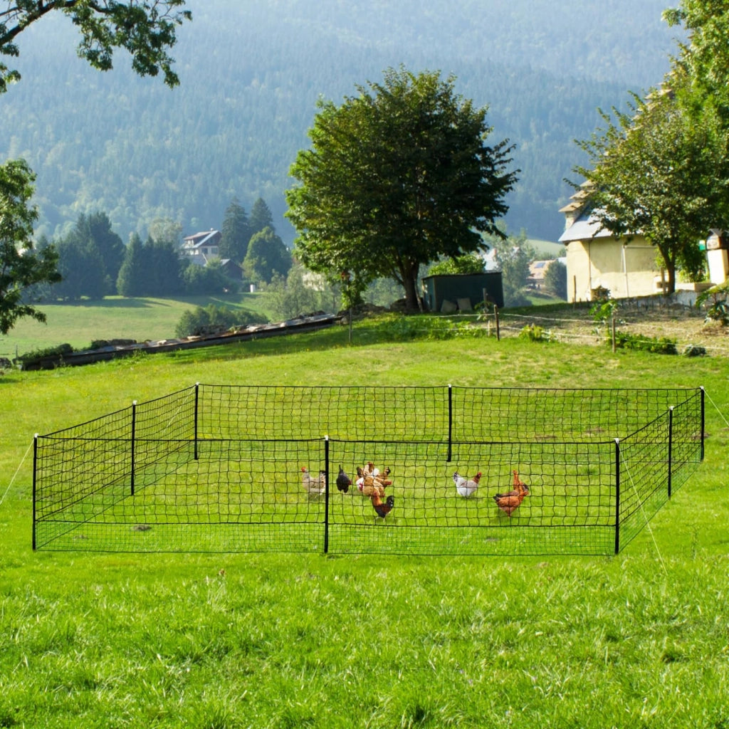 Kit recinzione rete per galline 24 m con porta 9 picchetti doppia punta