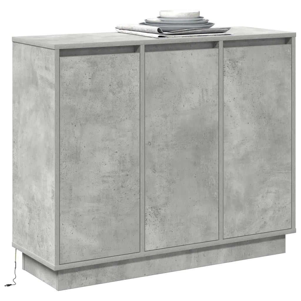 Madia LED Grigio cemento 90 x 32 x 75 cm Legno multistrato 869677