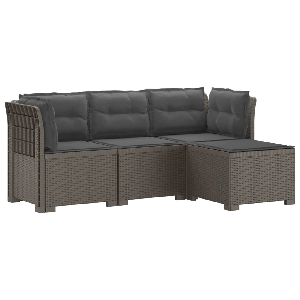 Divano da giardino 4 posti con cuscini aspetto rattan PP 3443955