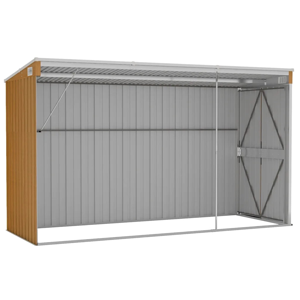 Capanno Giardino a Parete Marrone 118x288x178cm Acciaio Zincato