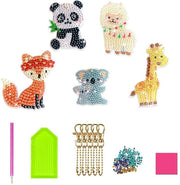 Accessori per chiavi a 5 pezzi - Pasticcino di diamanti - Animali - Acrilico - Decorazione per borsa - Regalo - Esperienza artigianale - Accessorio per chiavi