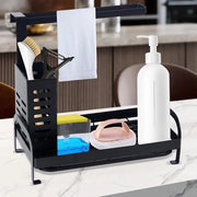 Organizzatore per la vasca da bagno, organizzatore per la cucina, lavandino con scarico e cassetta, vasca da bagno, cassetta organizzatrice, acciaio inossidabile, per cucina e bagno, vasca per asciugare asciugamani, set di spazzole, dispenser per sapone.