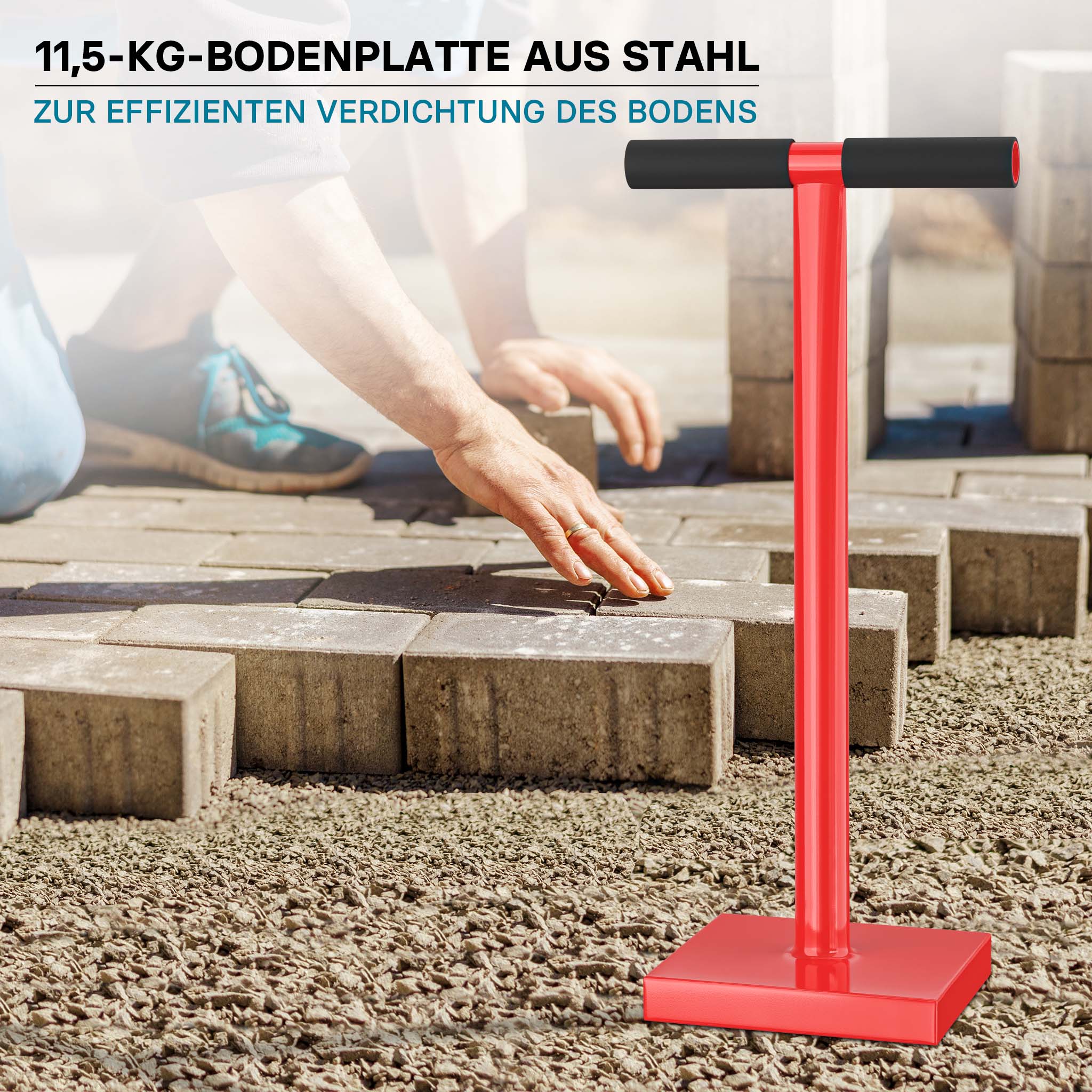 Costipatore manuale 11,5 kg in acciaio piastra di 20x20cm Compattatore terreno