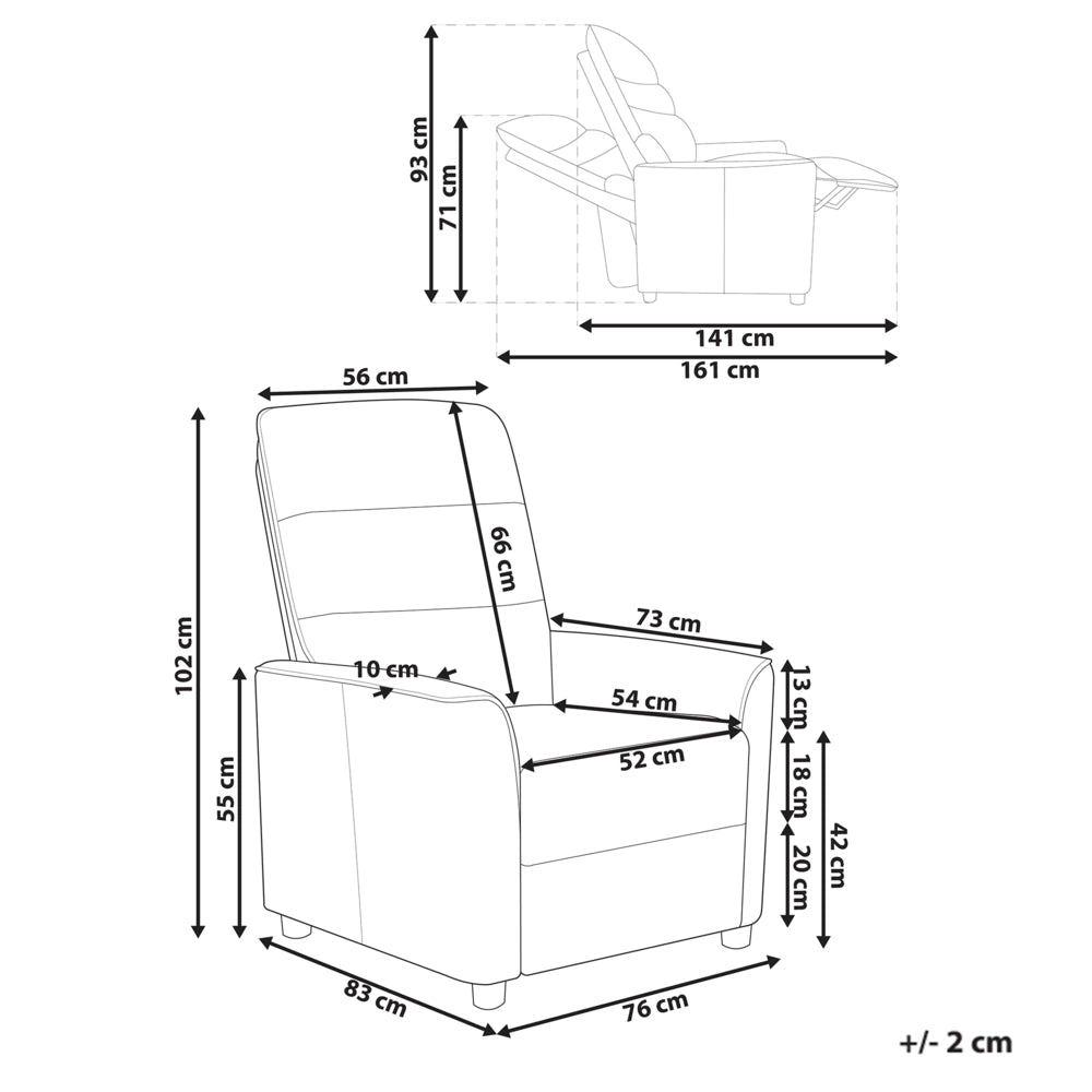 Poltrona reclinabile con rivestimento in tessuto tortora schienale e poggiapiedi regolabili manualmente a spinta poltrona dal design retrò