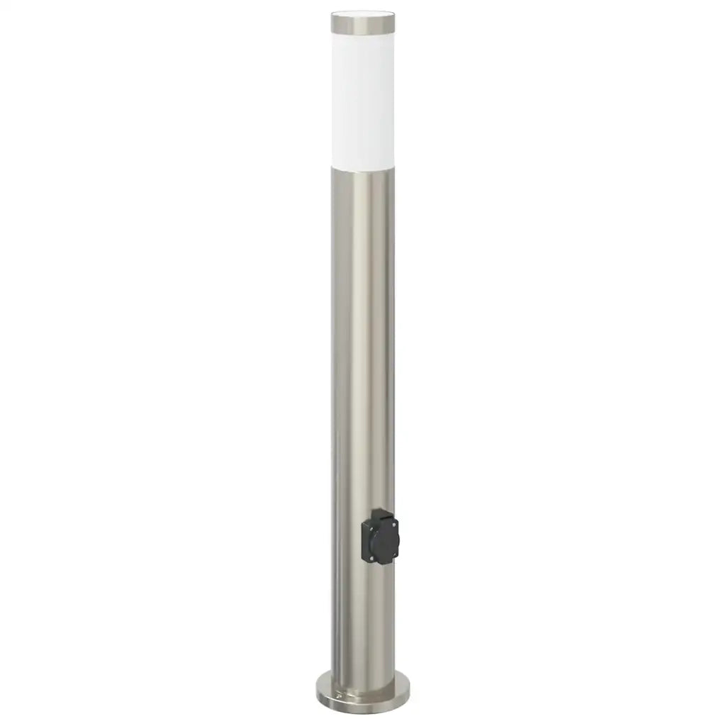 Lampada a paletto con presa elettrica 80 cm Acciaio Inox IP44 4006013