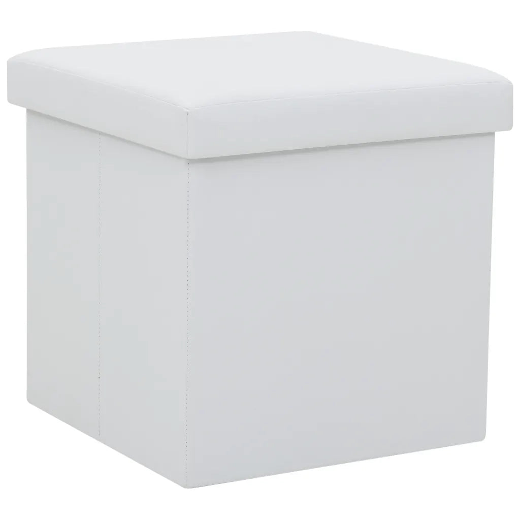 Sgabello Pieghevole con Contenitore Bianco in Similpellecod mxl 70545