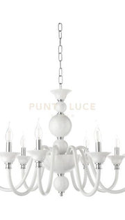 LAMPADARIO TEBE 6 LUCI BIANCO E CROMO ATTACCO E14 D.70CM