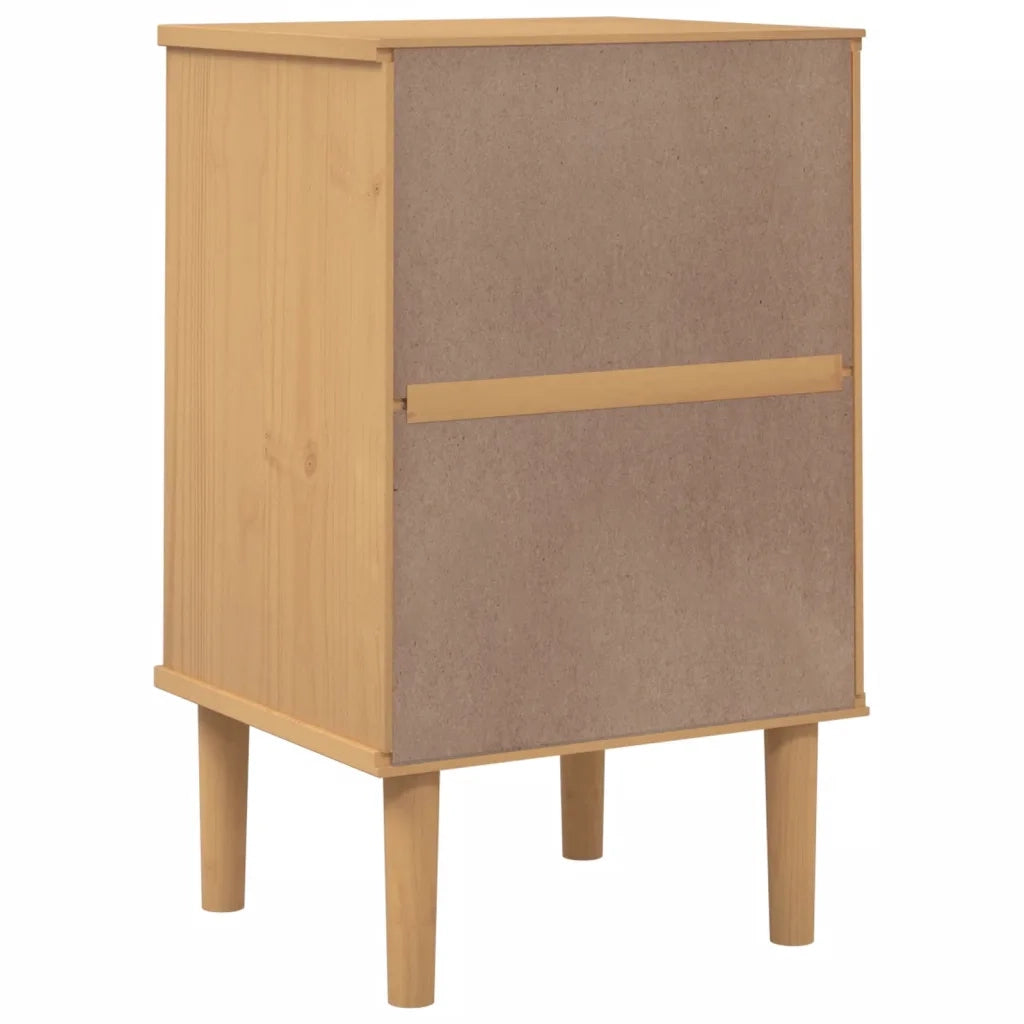 Comodino SENJA Aspetto Rattan Marrone 40x35x65 cm in Legno Pino 358013