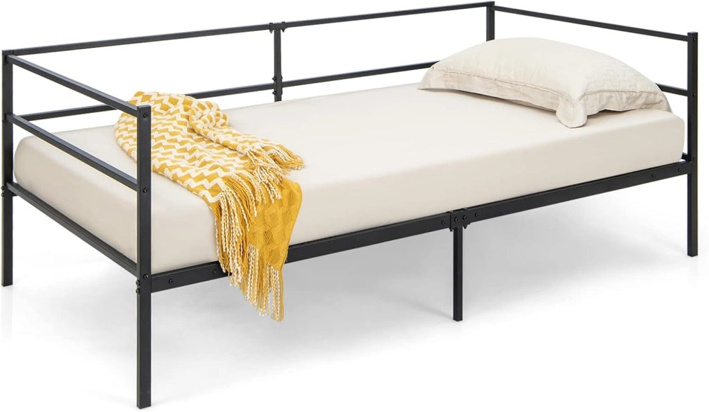 Giantex Struttura per divano letto doppio in metallo, con supporto resistente a 16 doghe e spazio di archiviazione di 28 cm, divano letto salvaspazio per soggiorno, camera degli ospiti, facile