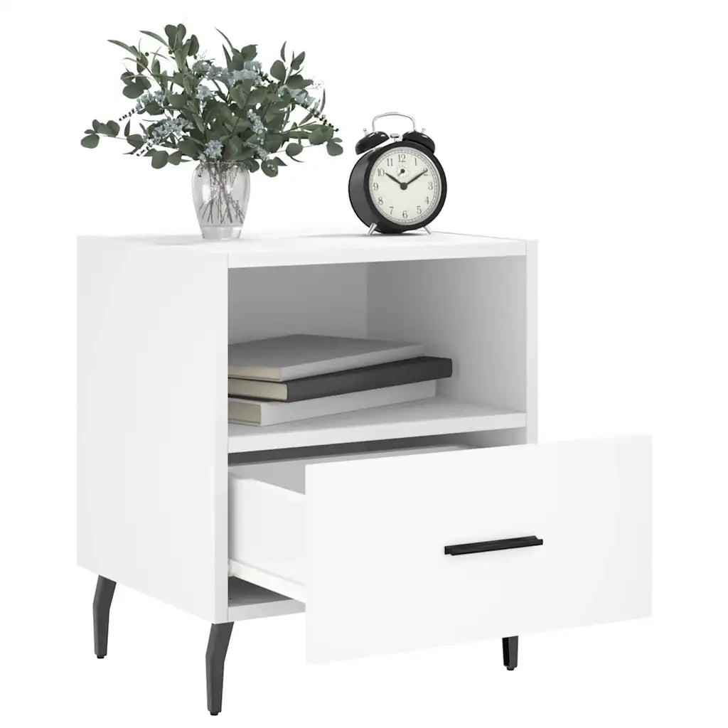 Set di 2 Comodini | Armadio da Notte | Mobiletto da notte Bianchi 40x35x47,5 cm in Legno Multistrato