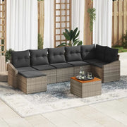 Set Divano da Giardino con cuscino 8 pcs Grigio polyrattan