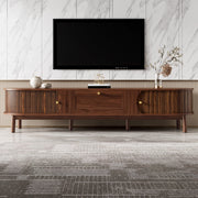 Mobile TV 170x39.5x38 cm con cassetto e ante scorrevoli in MDF noce