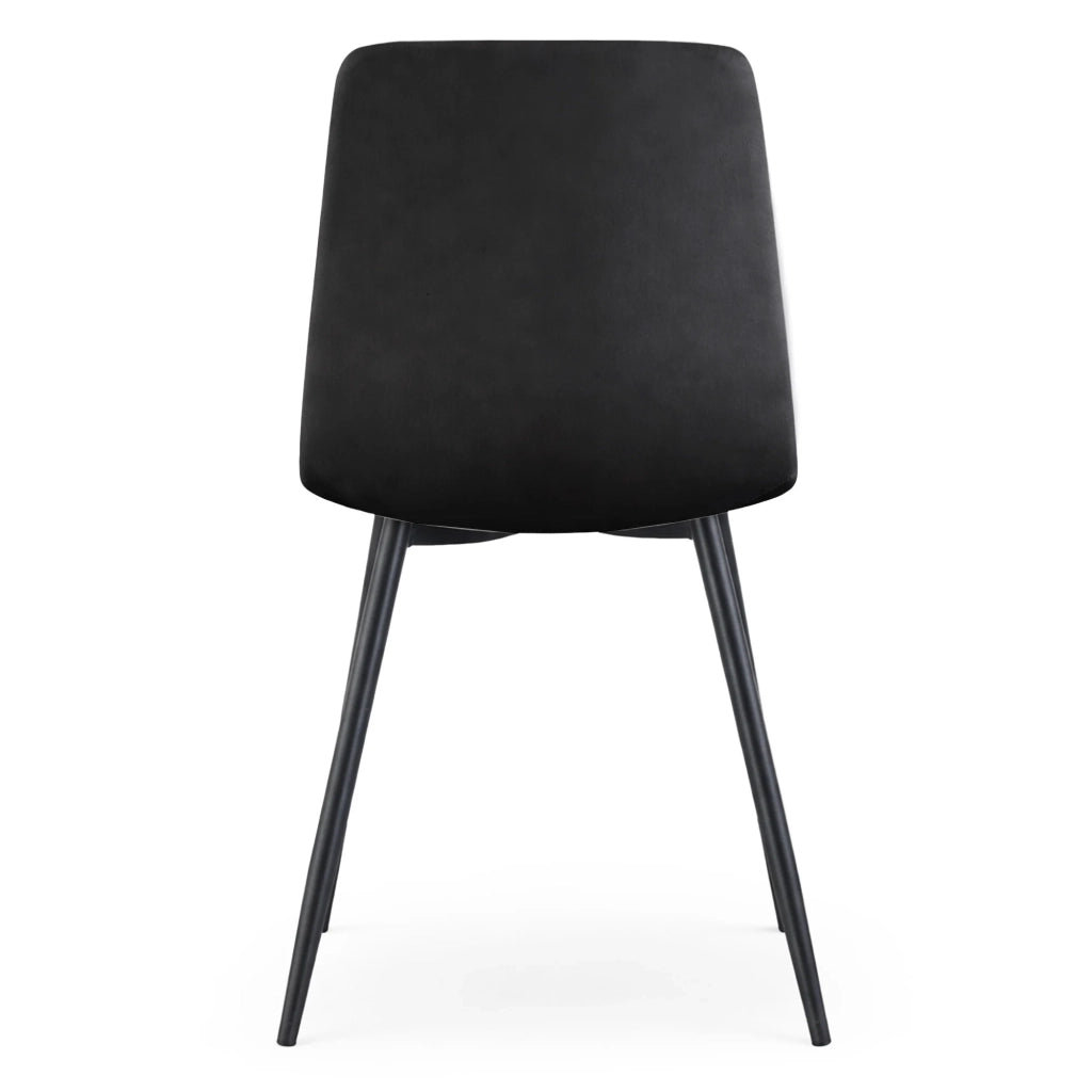 Set di 2 Sedie in velluto trapuntate MILO Nero gambe nere