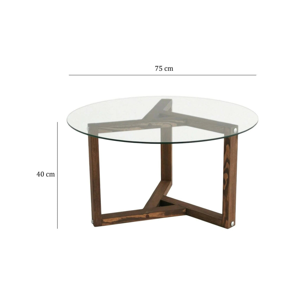 Luigia, Tavolino da Salotto Forma Rotonda, 75x75x40h cm Marrone Noce