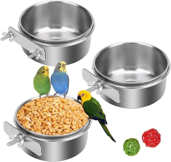 Piatti per uccelli in acciaio inossidabile - Set da 3