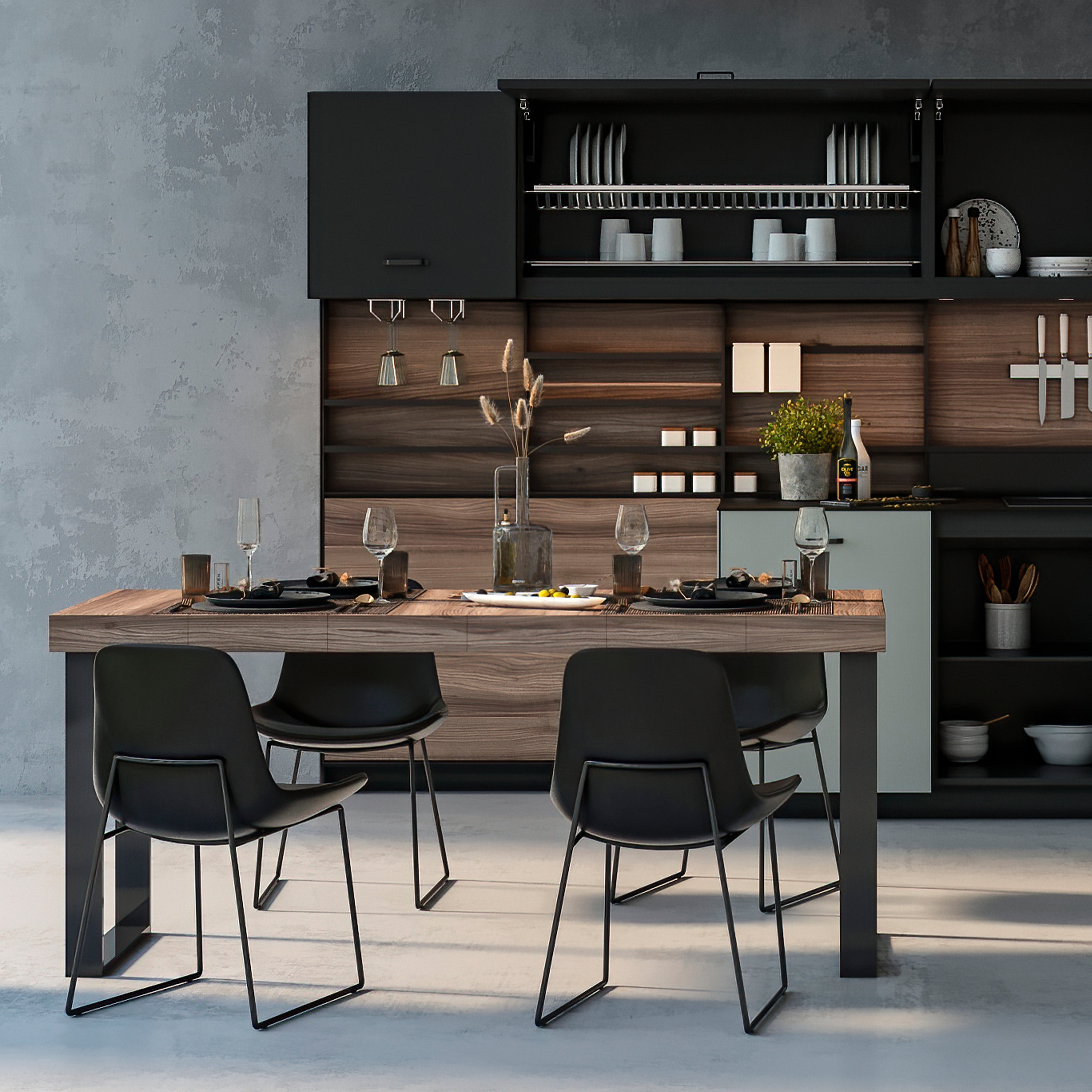 Set Gambe da Tavolo Square Rettangolari H720 Verniciato Nero Acciaio Emuca