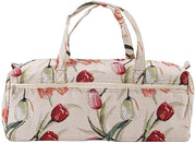 Borsa di stoccaggio 100% cotone/lino - Borsa a mano - Organizzatore artigianale - 44 x 14 x 17 cm - Rosa Jacquard - Disegno fiorale