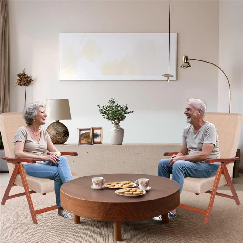 POLTRONA MIAMI CILIEGIO BEIGE IN FAGGIO CON IMBOTTITURA POGGIATA SU CINGHIE SCHIENALE REGOLABILE 4 POSIZIONI
